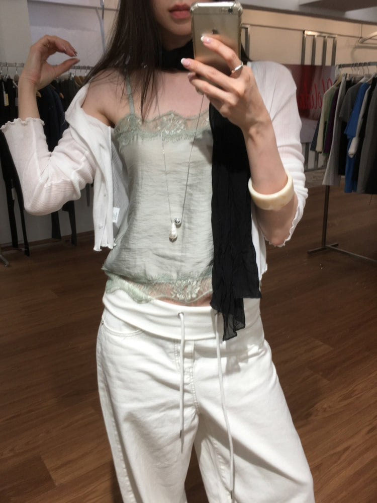 春季美色花邊細節排鈕外套
