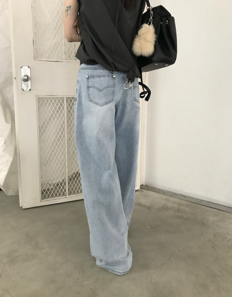 美色鉚釘細節牛仔褲