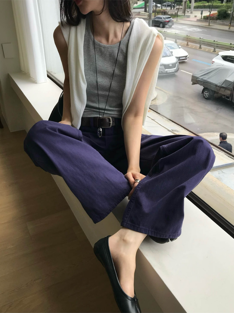 美挖背削肩細節背心