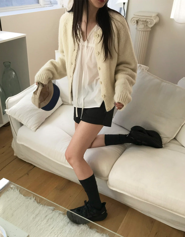 美色粗針排鈕針織外套