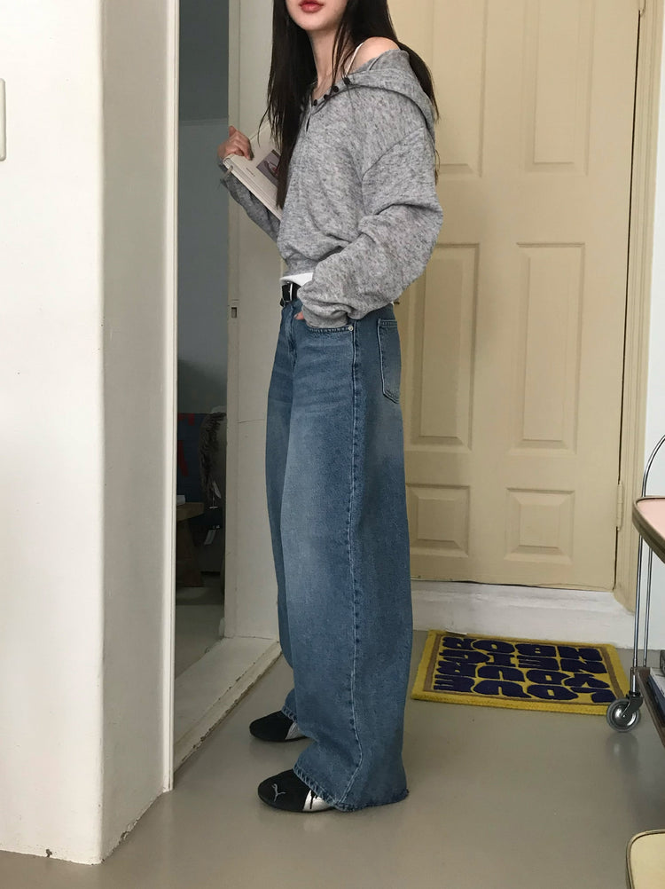 混色扣鈕細節連帽上衣