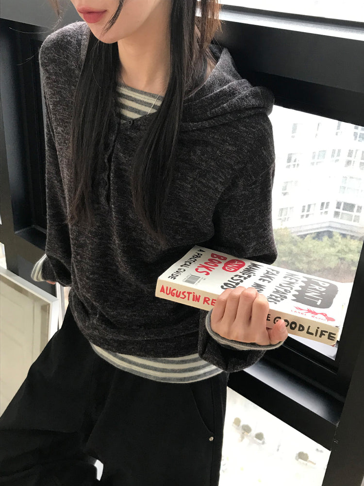 美鎖骨撞色條紋上衣