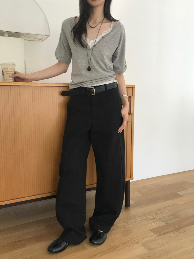 碎花蕾絲邊細節背心