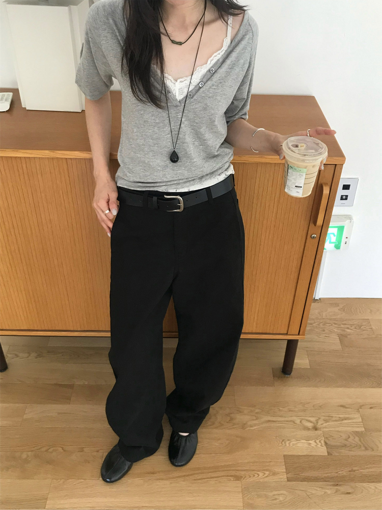 碎花蕾絲邊細節背心