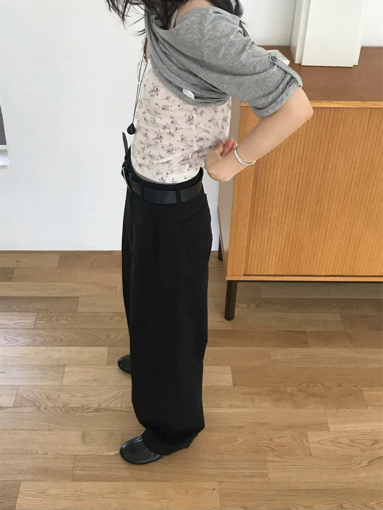 碎花蕾絲邊細節背心