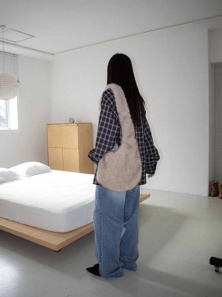 絲絨V領抓皺細節背心