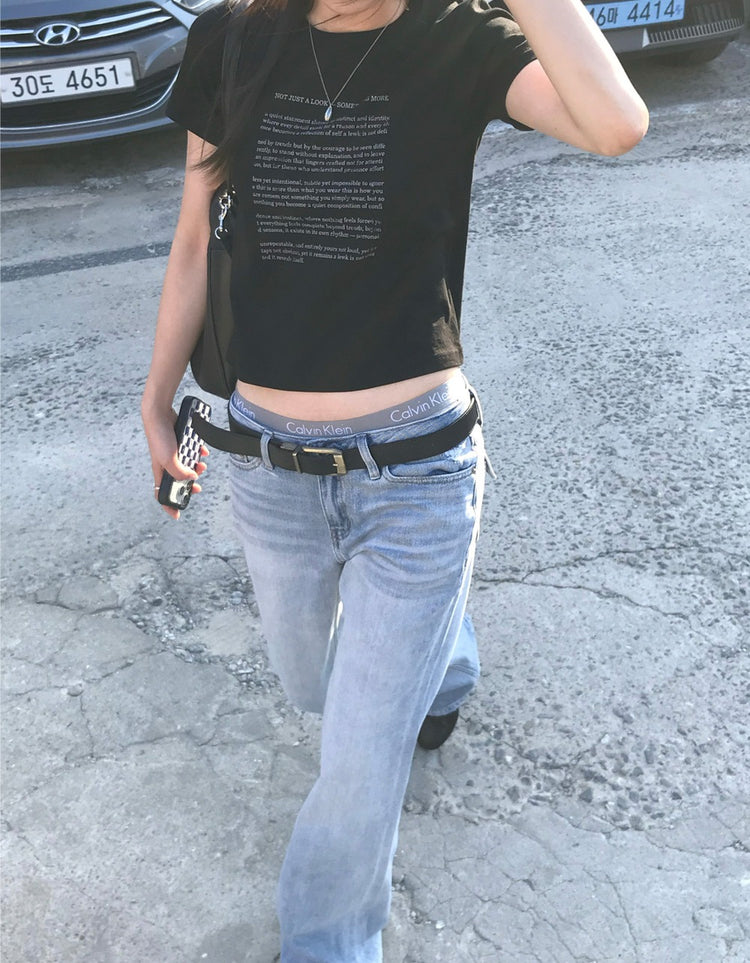 弧形口袋細節低腰牛仔褲