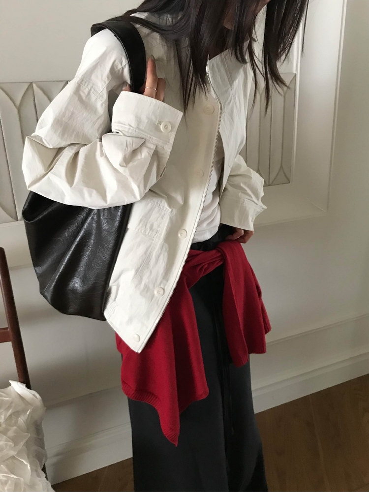 高質立領排鈕細節外套
