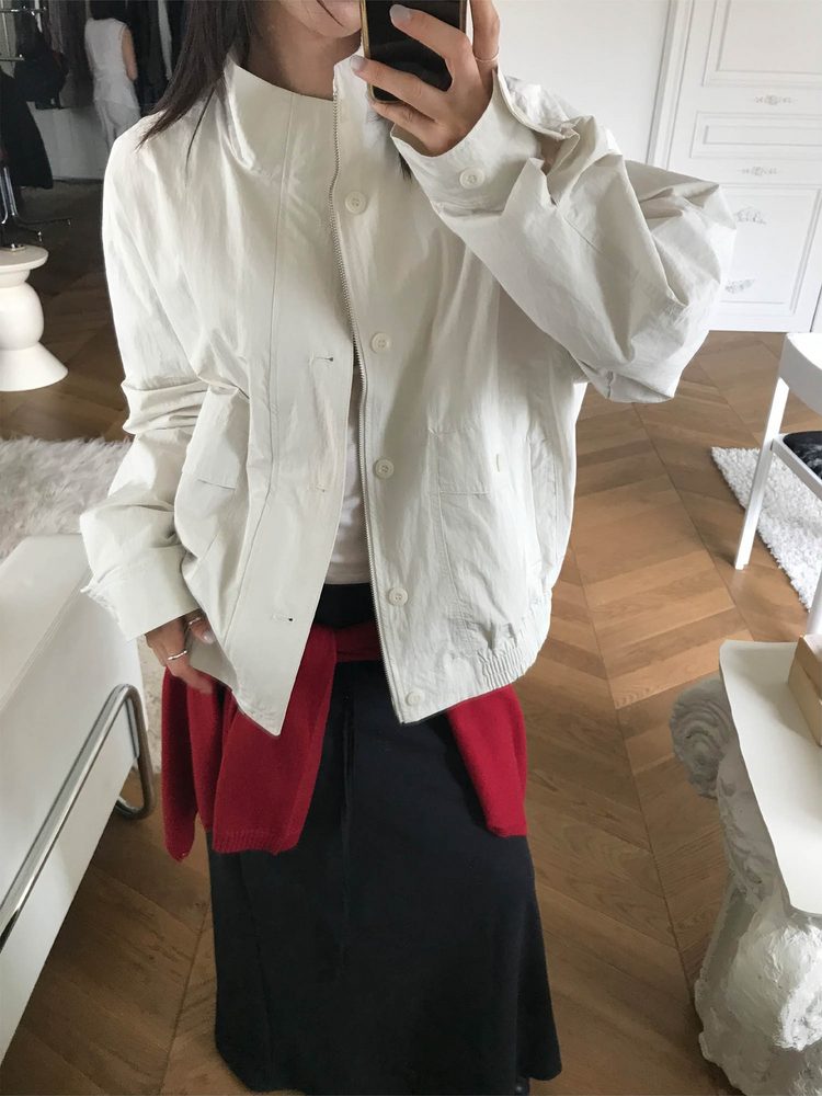 高質立領排鈕細節外套