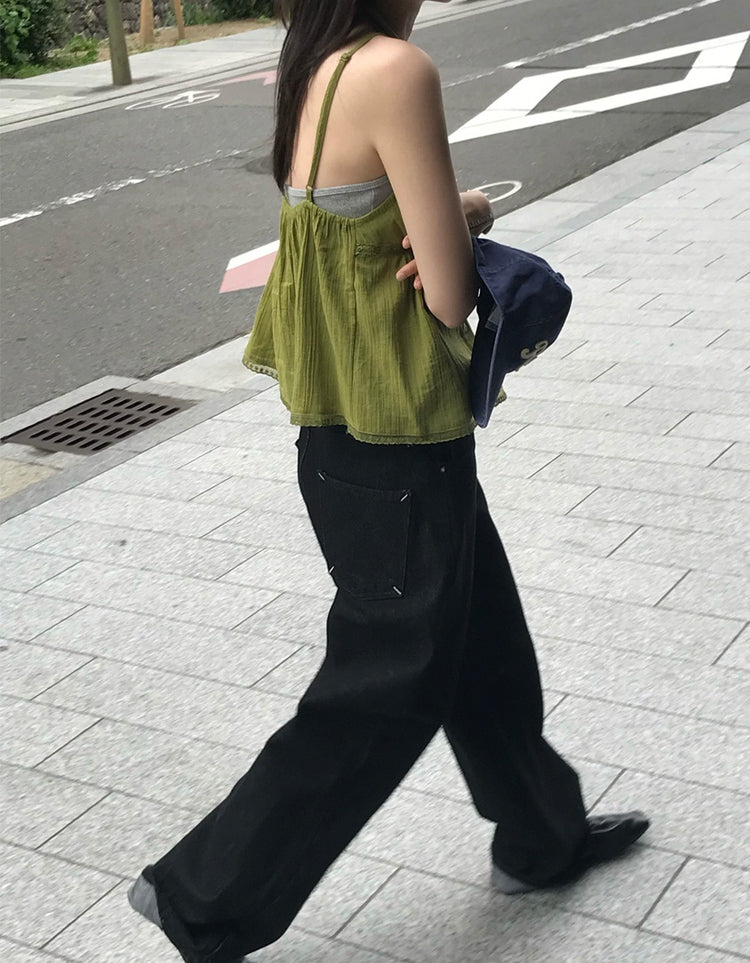 口袋明線細節牛仔褲