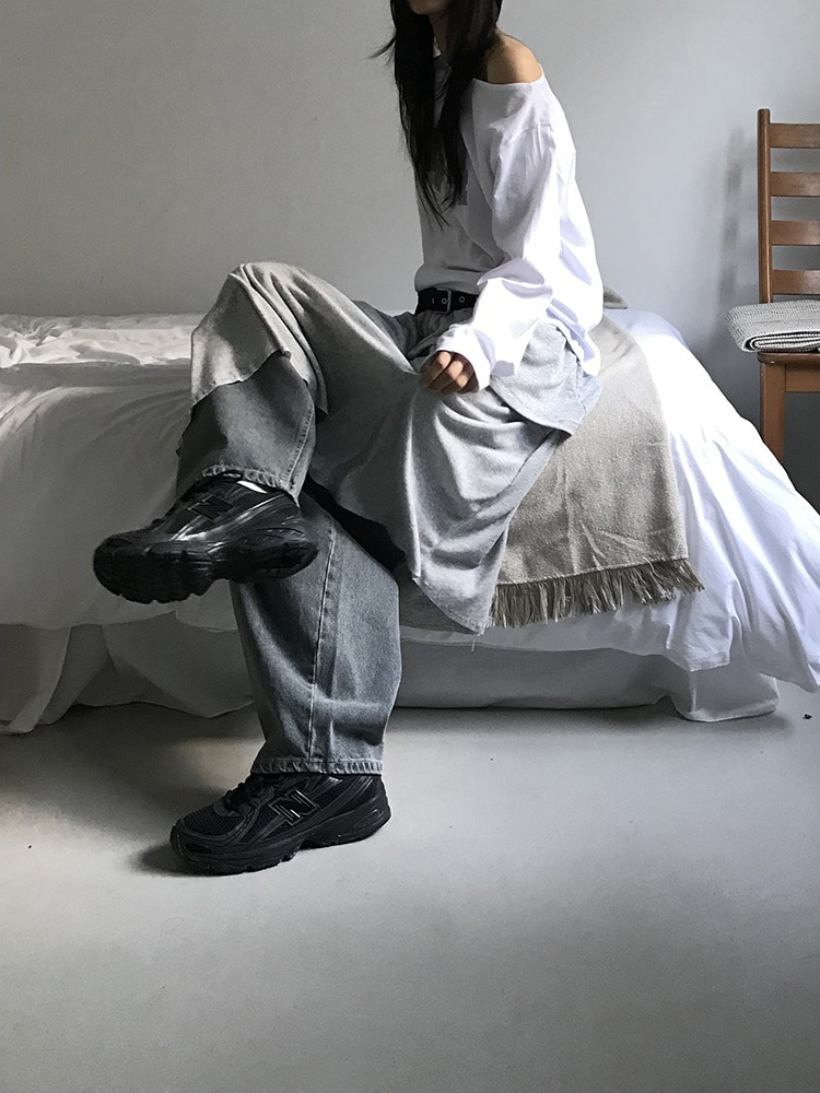 美肩數字印花休閒上衣