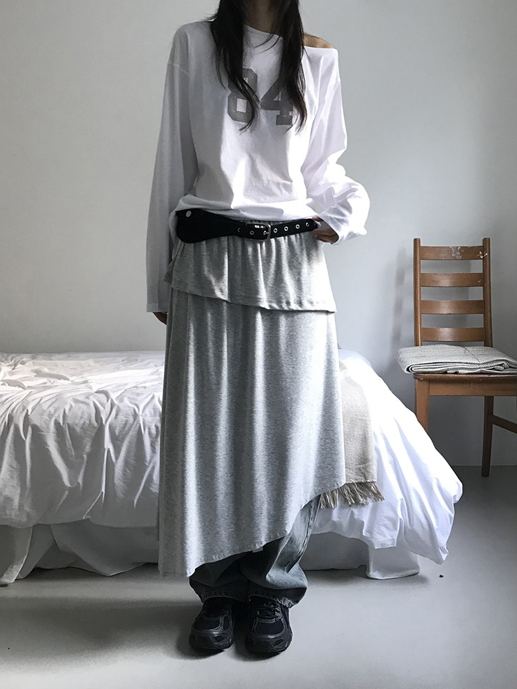 美肩數字印花休閒上衣