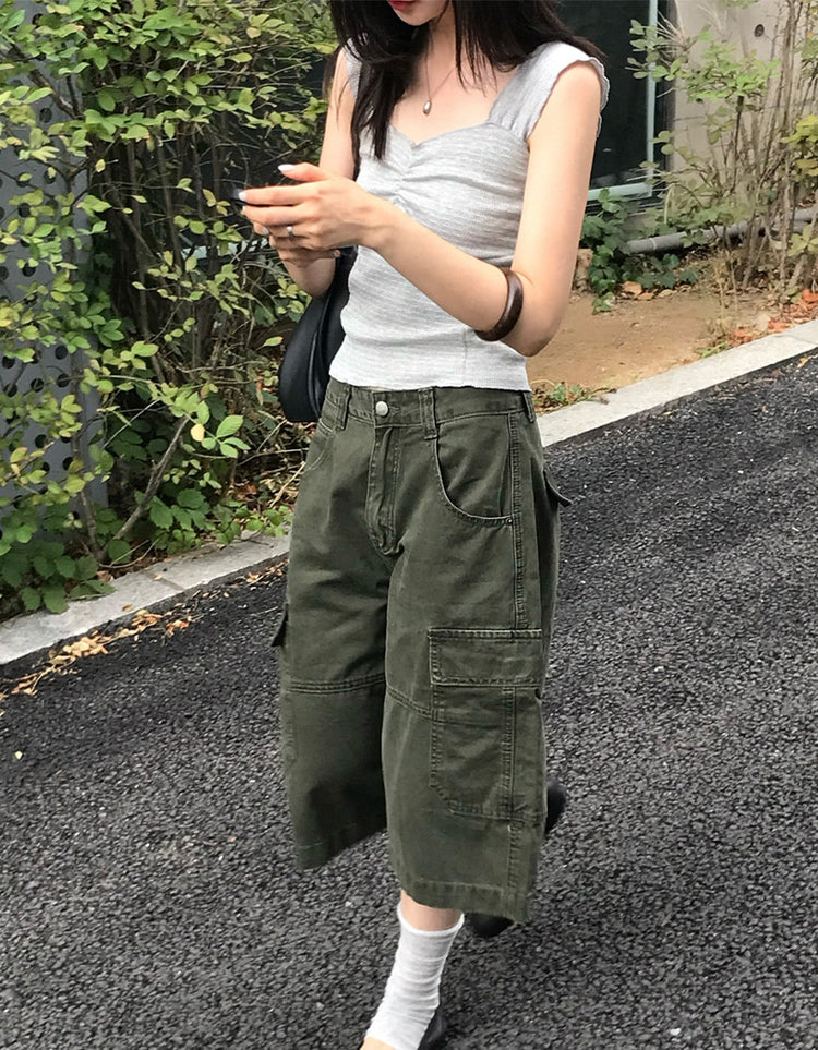 皺皺紋理胸壓線細節上衣
