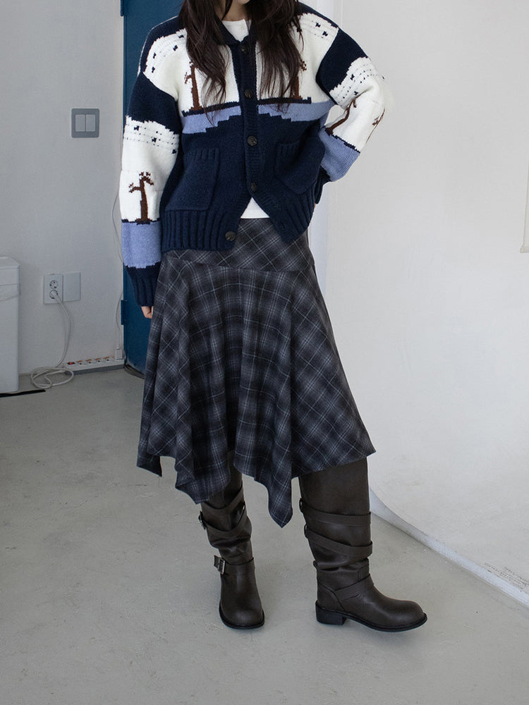 格紋不規則下擺半裙