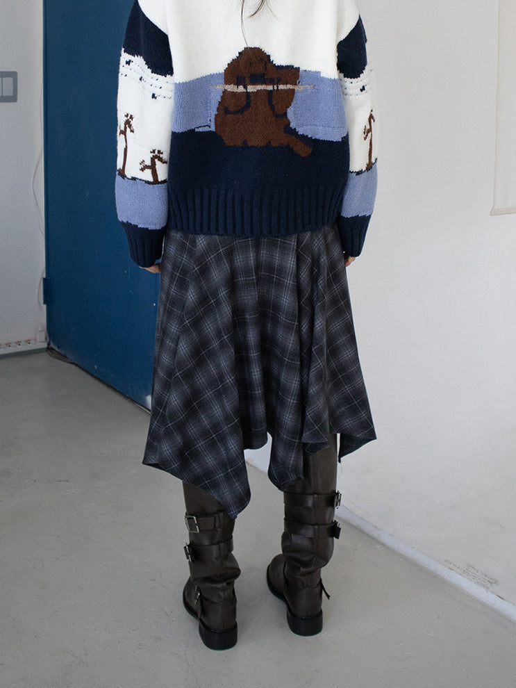 格紋不規則下擺半裙