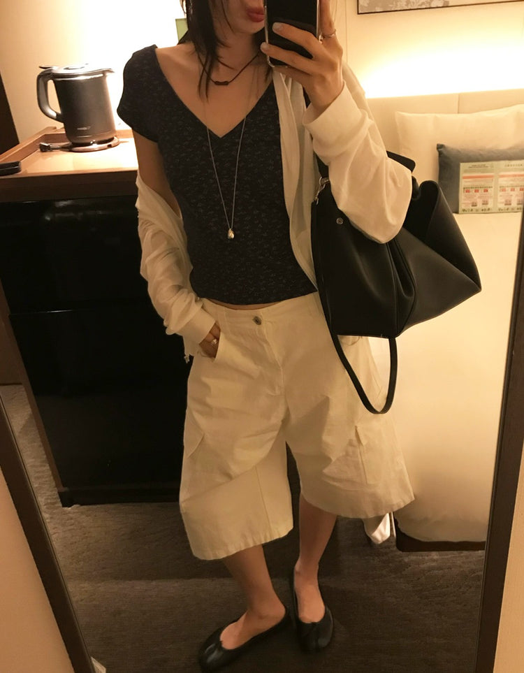 小碎花交疊細節上衣
