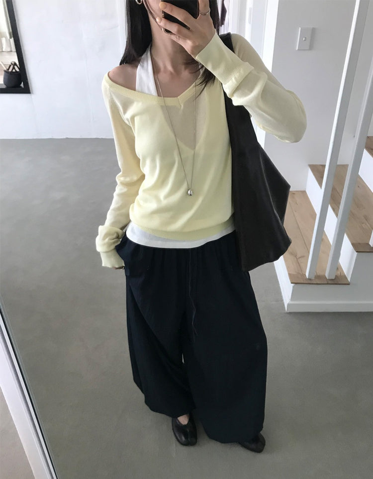 氣球輕薄垂感休閒褲