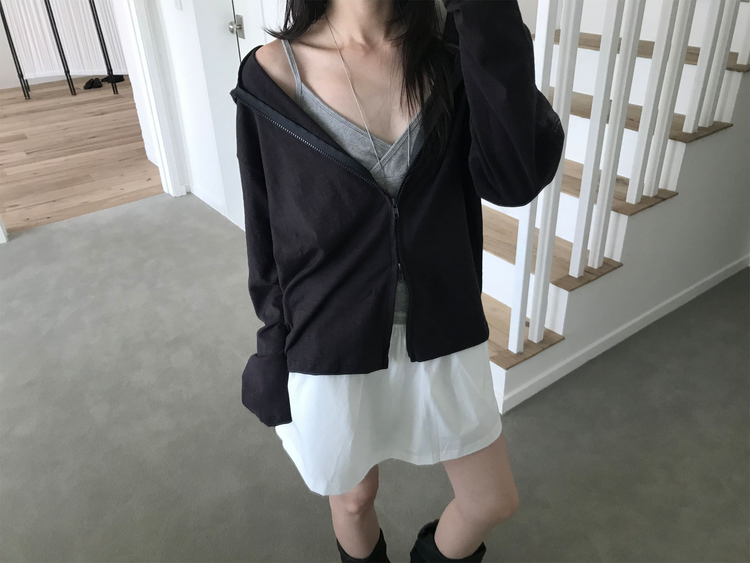 初秋雙拉鏈連帽外套