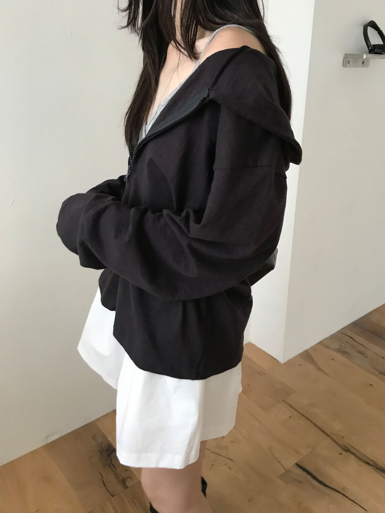 初秋雙拉鏈連帽外套