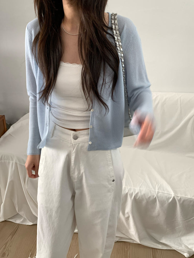 微透膚坑紋針織外套