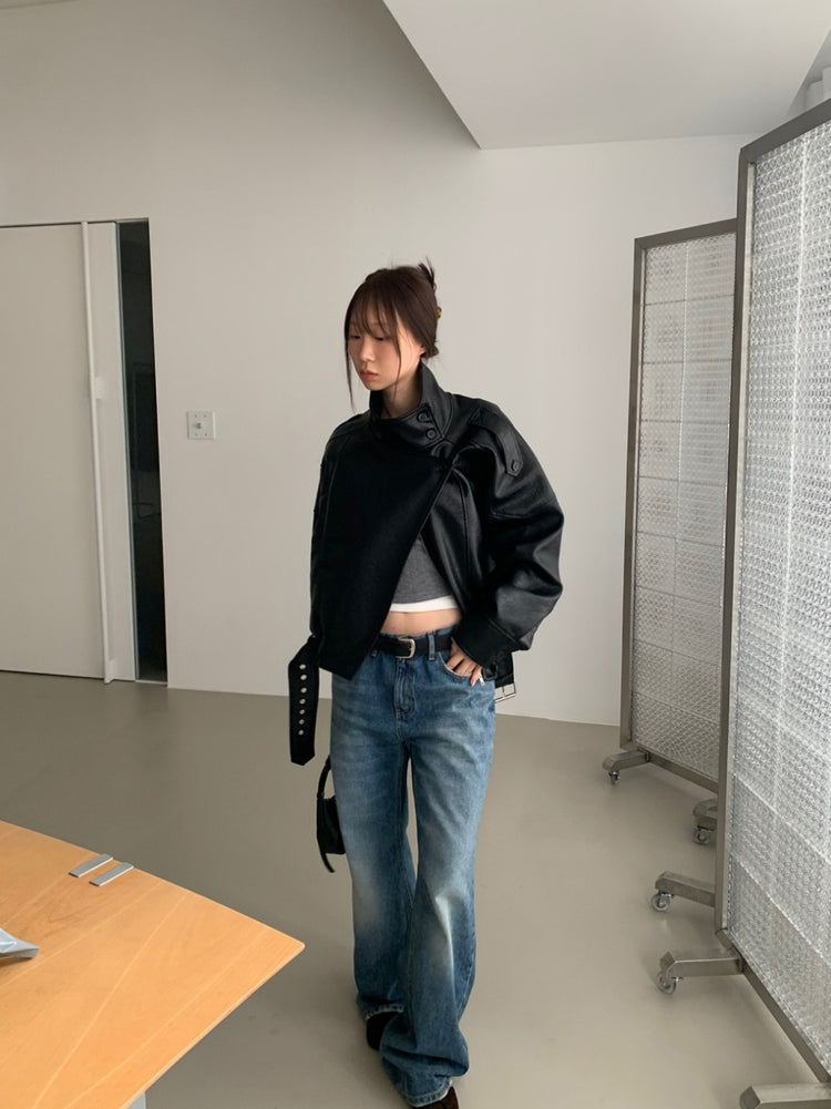 暗條紋交疊修身上衣