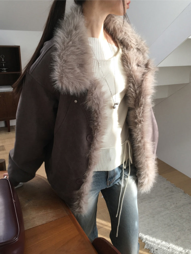 垂領綁帶修腰針織上衣