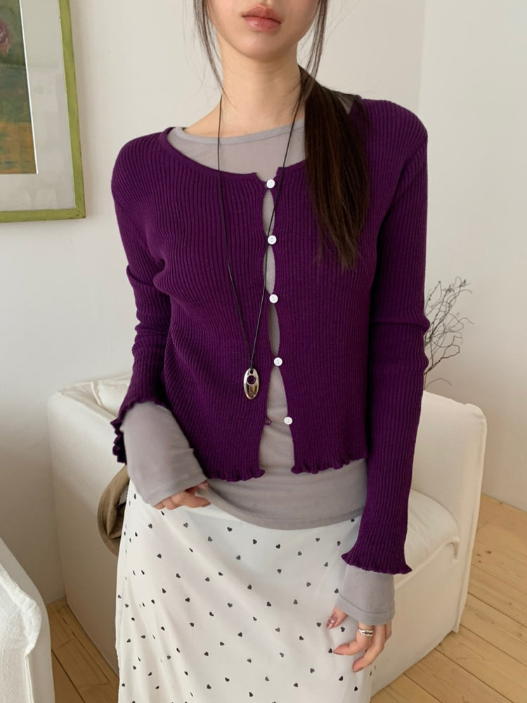 花邊排鈕顯瘦針織外套