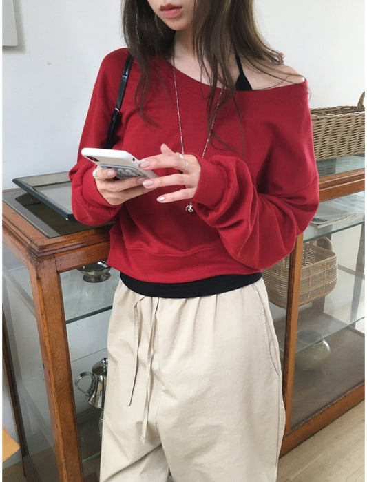 美肩U領修腰上衣