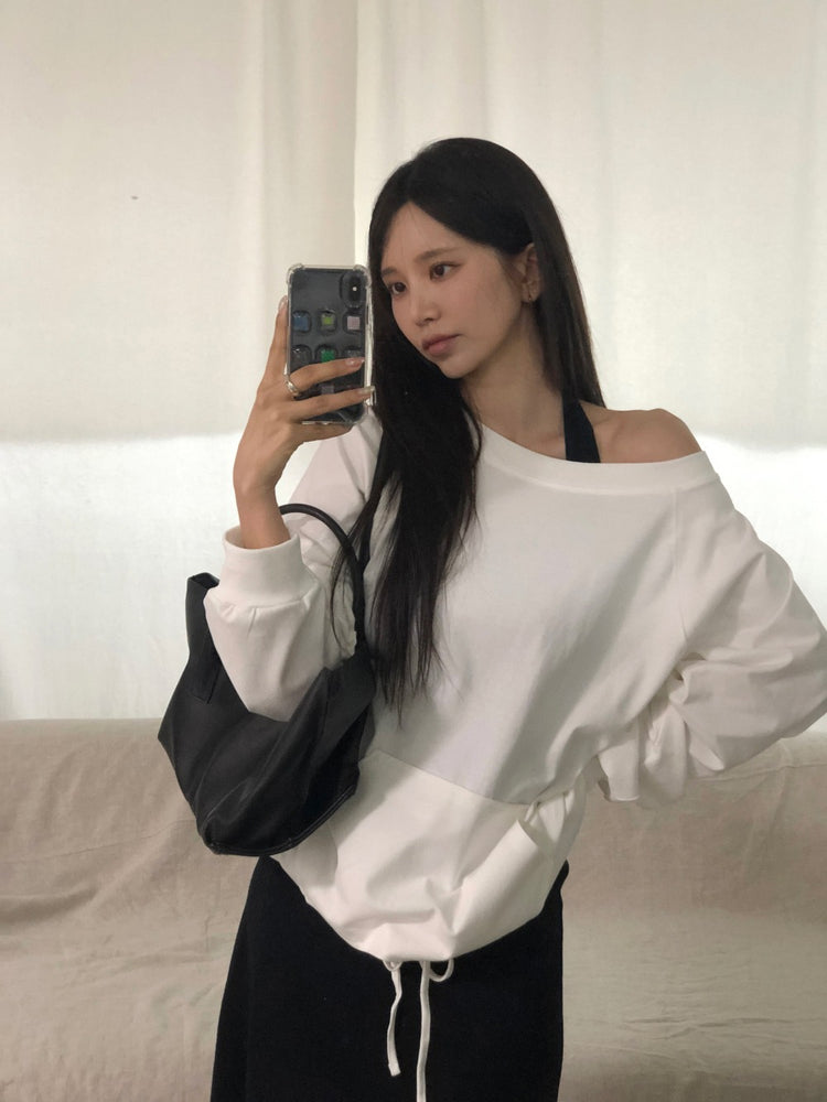 掛脖斜下擺修身連身裙