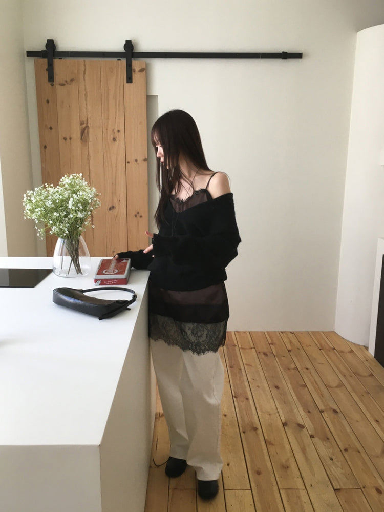 深V寬鬆針織毛衣