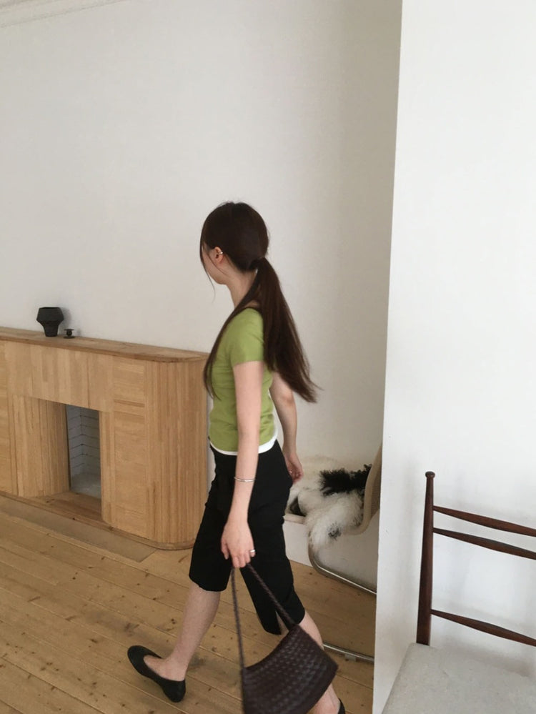 美色交疊壓線細節上衣