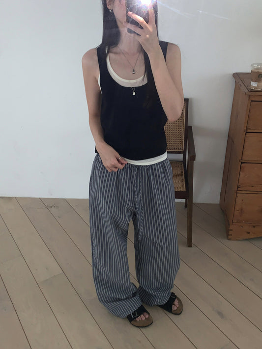 舒適感條紋直褲