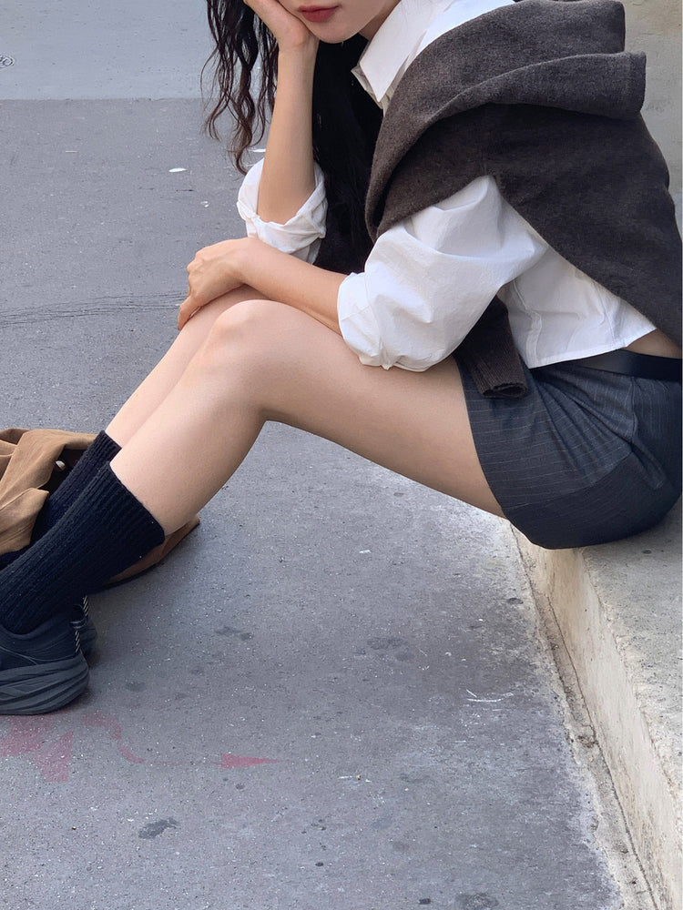 低腰紋理基礎短裙