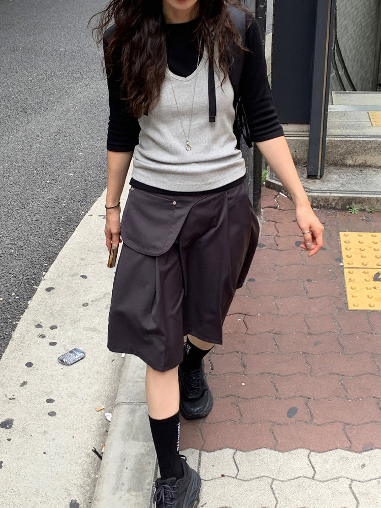 天絲腰包細節百褶中裙