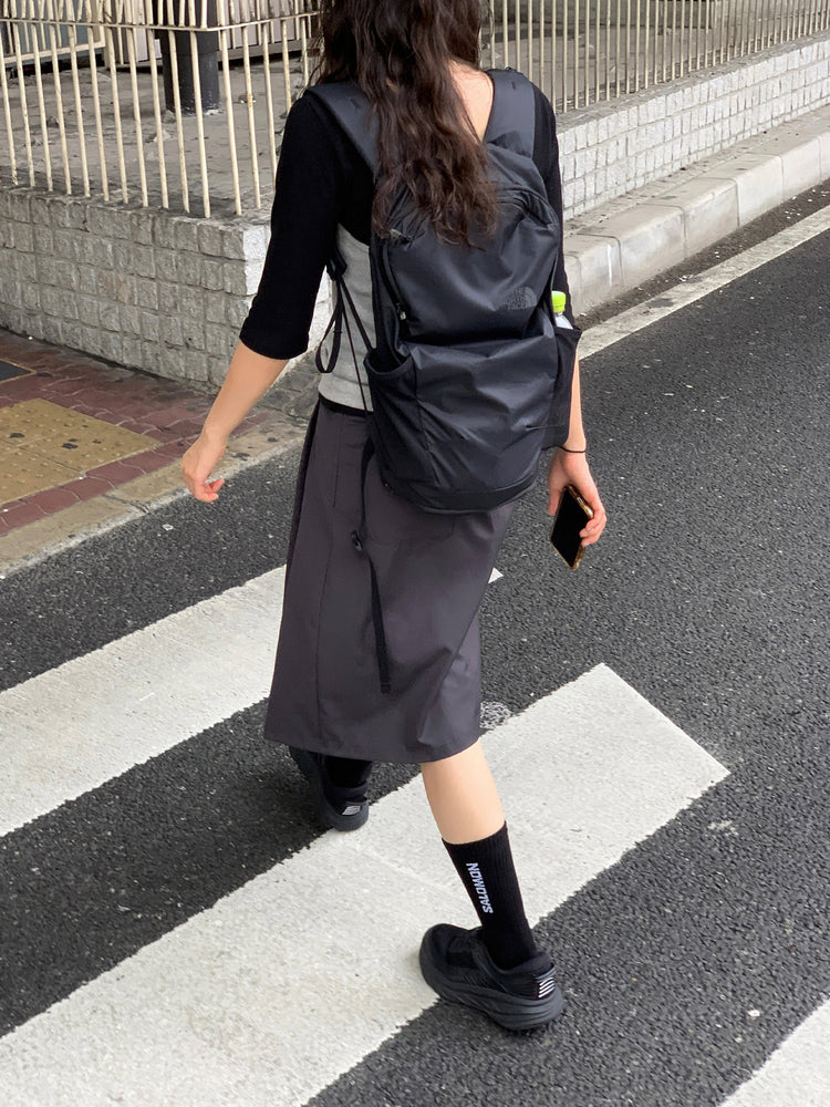 天絲腰包細節百褶中裙