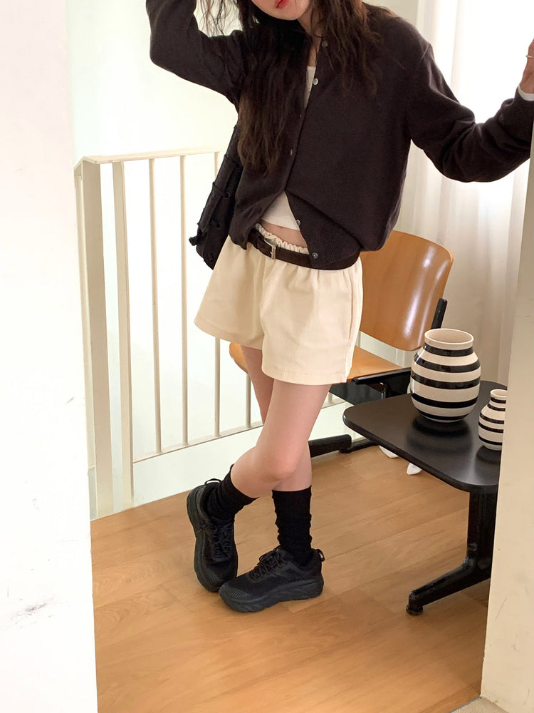 低腰標籤細節短褲