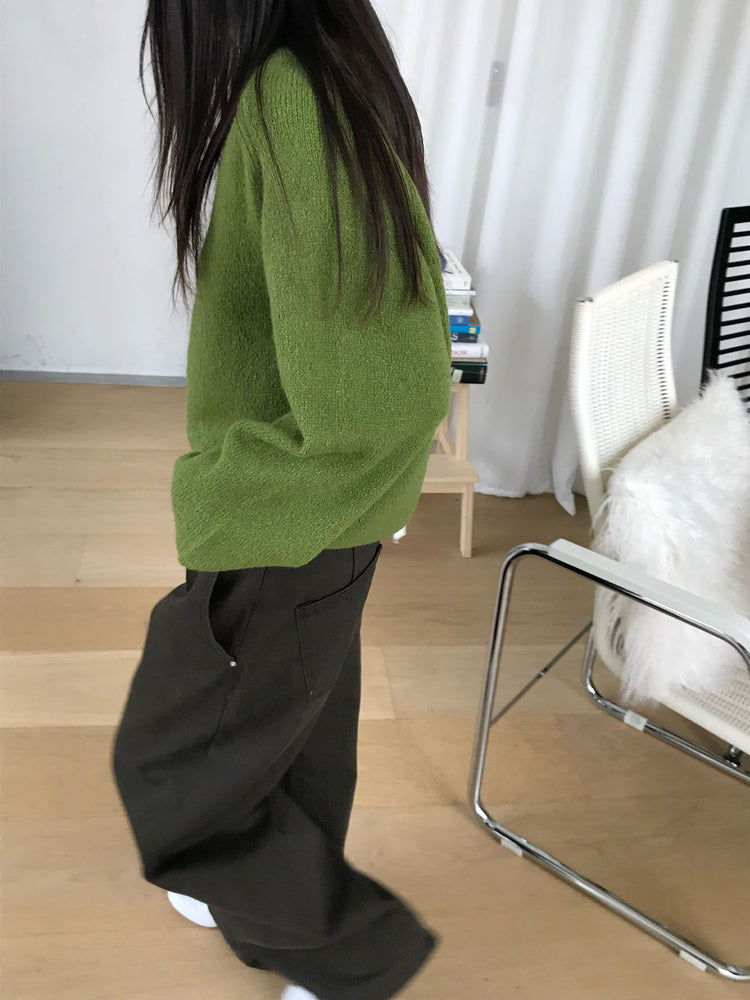 V領美肩線細節針織毛衣