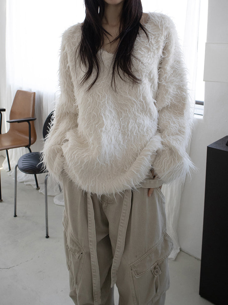 (現)毛流質感V領毛衣