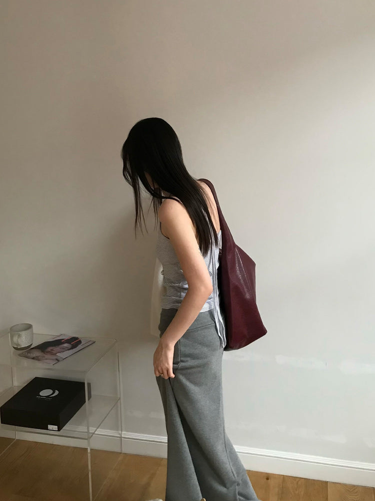 掛脖條紋修身上衣