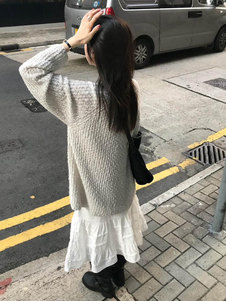 顆粒質感細節顯瘦針織衫