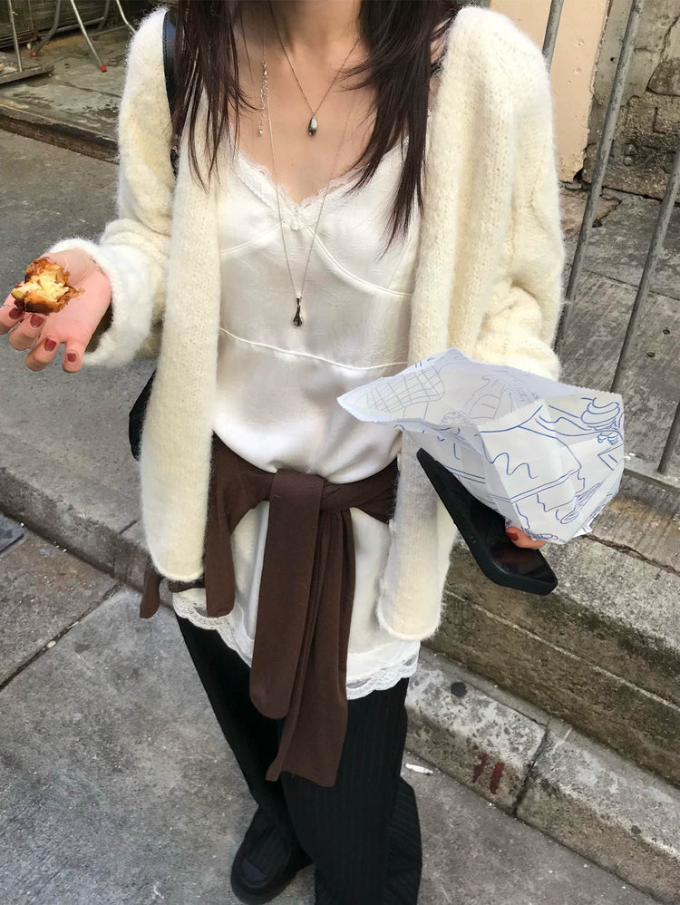 暗菱格紋理針織外套