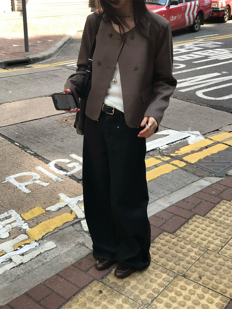 無領雙排扣鈕西外