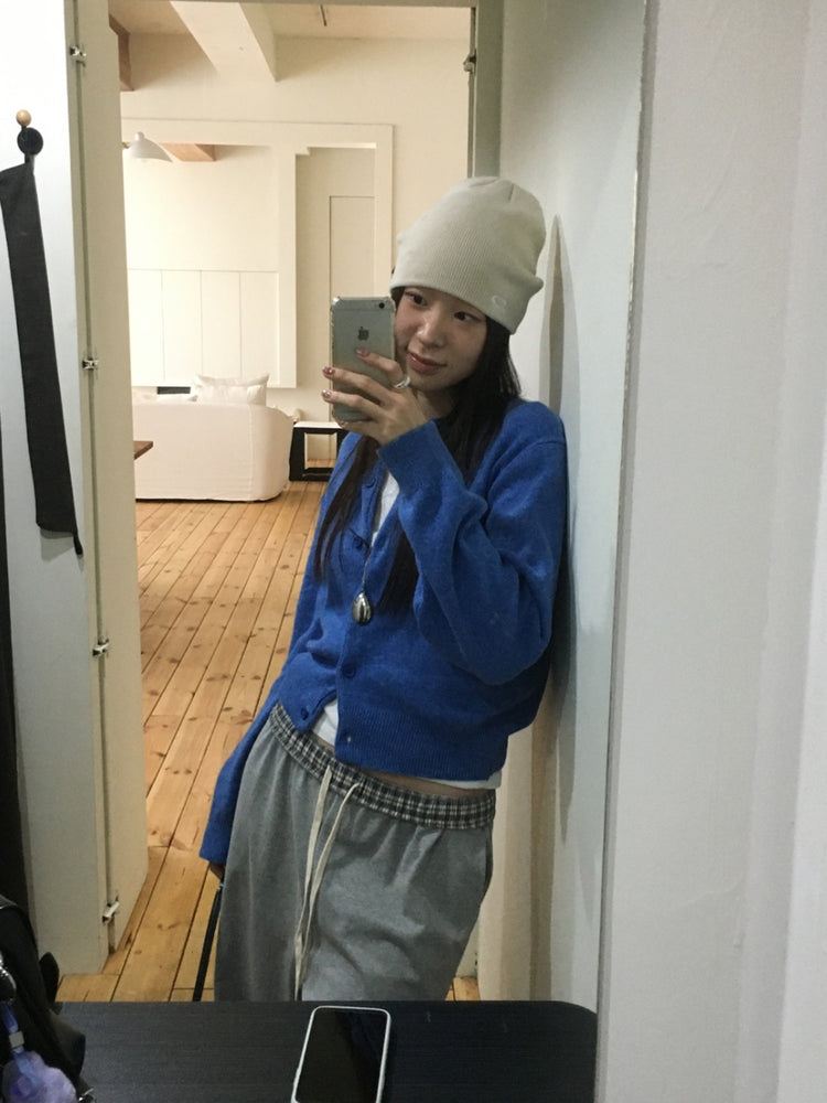 格紋反著腰頭細節棉褲