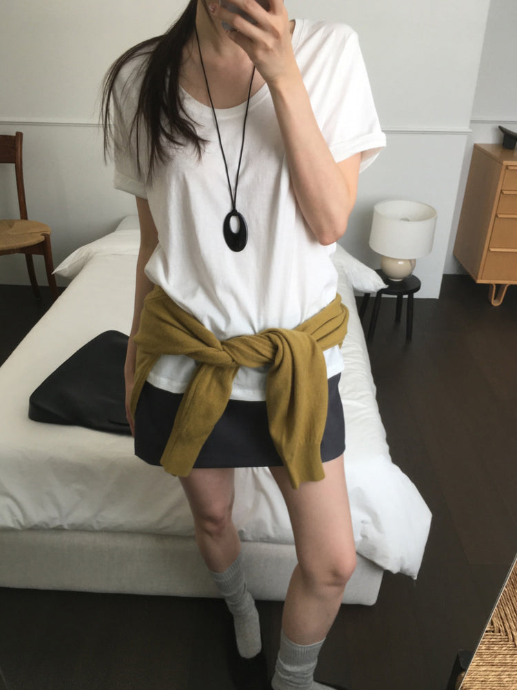 美色U領線細節針織上衣