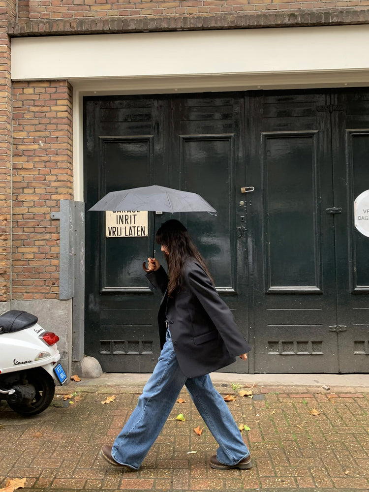 復古美刷色微鬆直筒牛仔褲