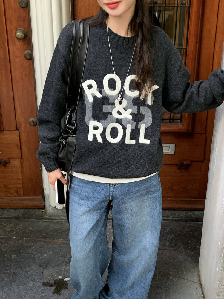 高質字母印花針織毛衣