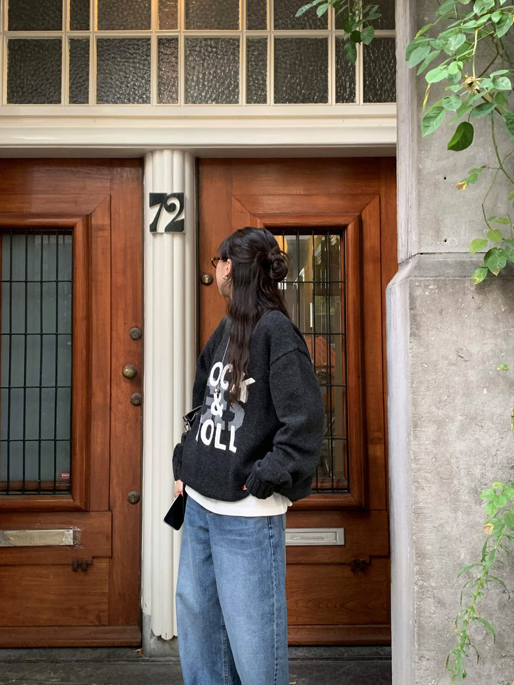 高質字母印花針織毛衣