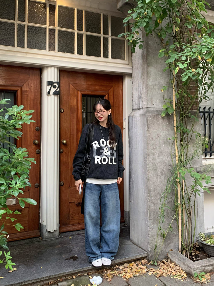 高質字母印花針織毛衣