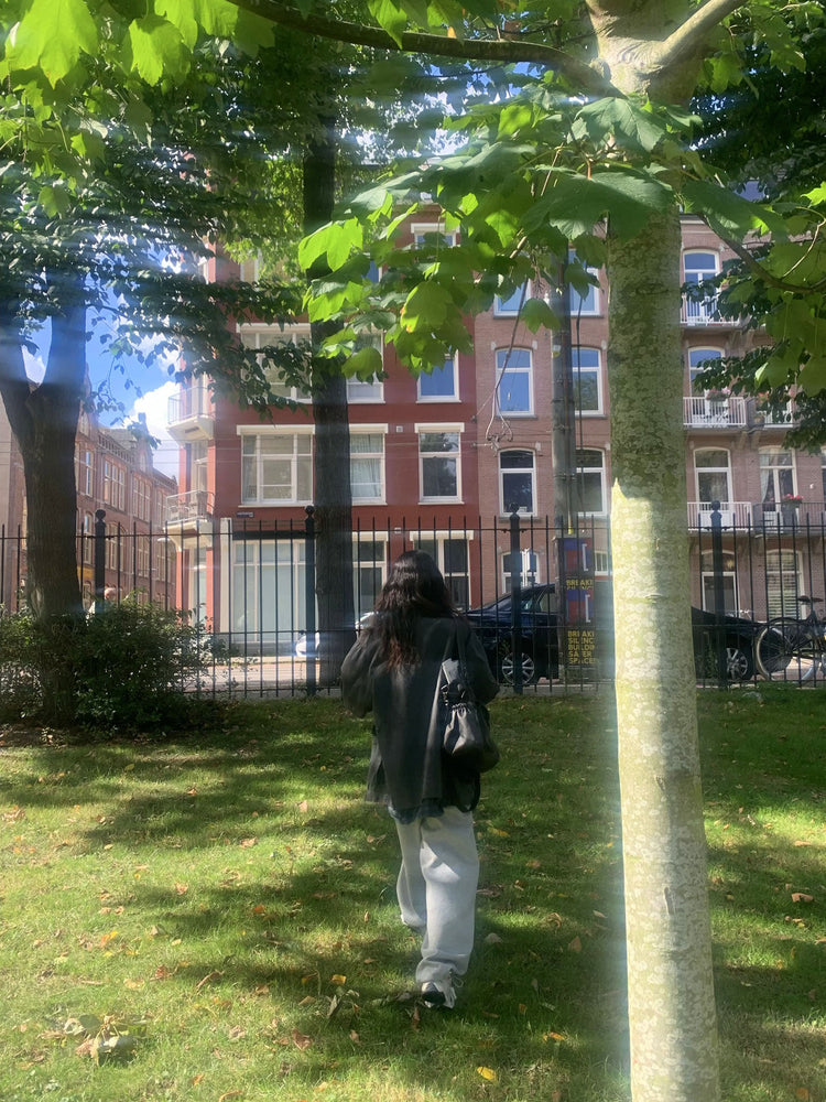 Unisex皮帶扣細節廓形棉褲