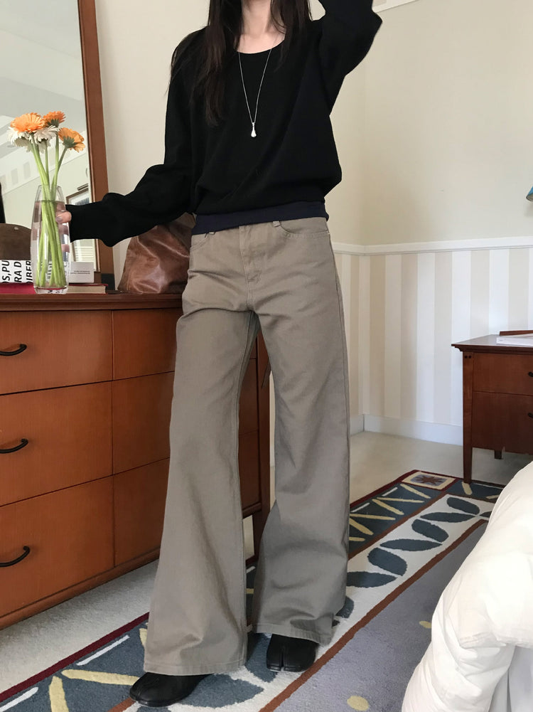 美色基礎低腰直筒褲